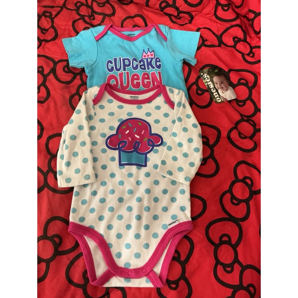 Gerber Onesie Cupcake Queen Infant Baby Bundle Of 2 NEW